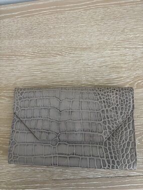 Halogen Gray leather handbag  Clutch